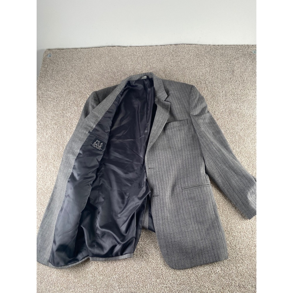 Jos A Bank Classic Collection Grey Herringbone 100% Wool Blazer Sport Coat 44L - Picture 3 of 14